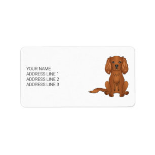 Ruby Cavalier King Charles Spaniel & Text Label