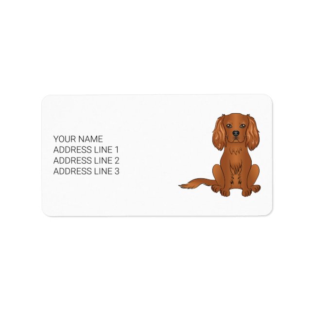 Ruby Cavalier King Charles Spaniel & Text Label (Front)