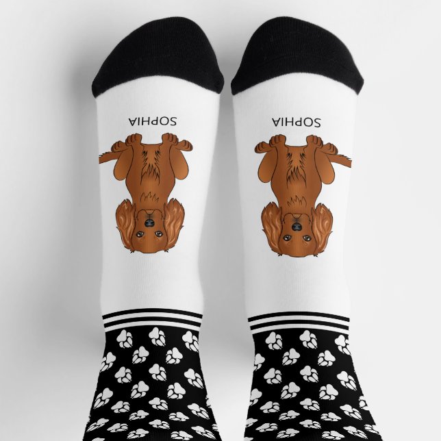 Ruby Cavalier King Charles With Name And Paws Socks (Top)