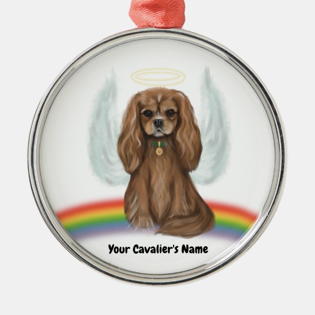 Ruby Cavalier Pet Loss Ornament- Customizable Metal Ornament (Front)