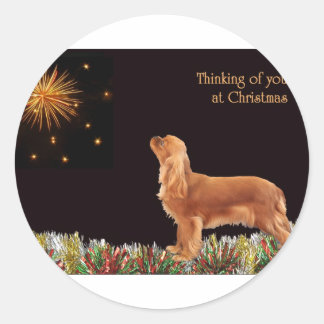 Ruby Christmas Cavalier Classic Round Sticker