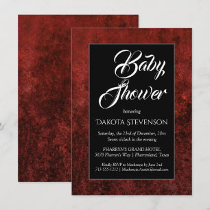 Ruby Crimson Red   Classic Grunge Baby Shower Invitation