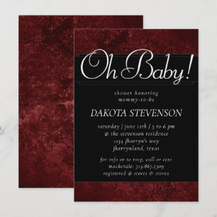 Ruby Crimson Red   Classic Grunge Oh Baby Shower Invitation