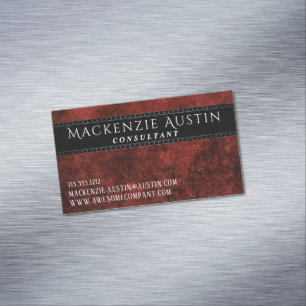 Ruby Crimson Red   Classic Grunge Professional Magnetic Business Card
