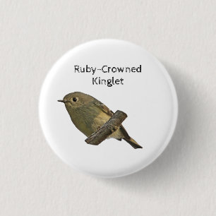 Ruby-Crowned Kinglet 1 Inch Round Button
