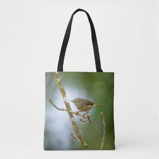 Ruby crowned kinglet tote bag (Front)