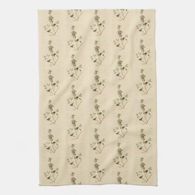 Ruby crowned Wren (Kinglet) Audubon Birds America Kitchen Towel (Vertical)