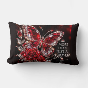 Ruby Crystal Butterfly & Rose Lumbar Pillow