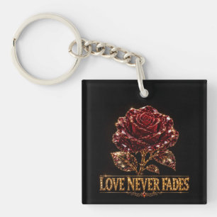 Ruby Crystal Rose – Love Never Fades Keychain