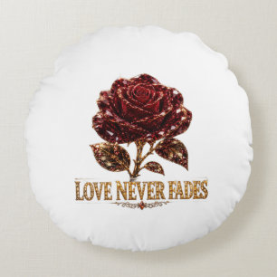 Ruby Crystal Rose – Love Never Fades Round Pillow