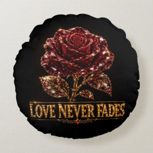 Ruby Crystal Rose – Love Never Fades Round Pillow