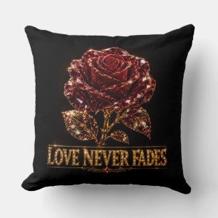Ruby Crystal Rose – Love Never Fades Throw Pillow
