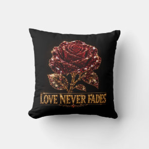 Ruby Crystal Rose – Love Never Fades Throw Pillow