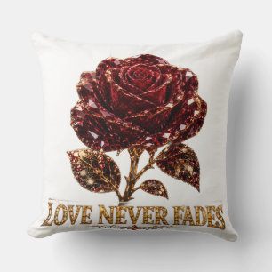 Ruby Crystal Rose – Love Never Fades Throw Pillow