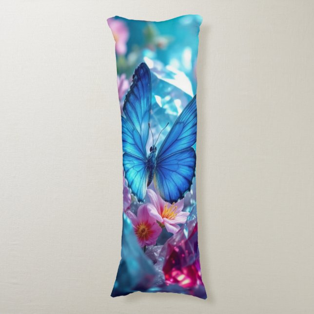 Ruby Crystals Garden Butterfly Body Pillow (Front Vertical)