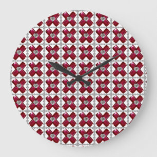 Ruby Diamond Art, Red Large Clock