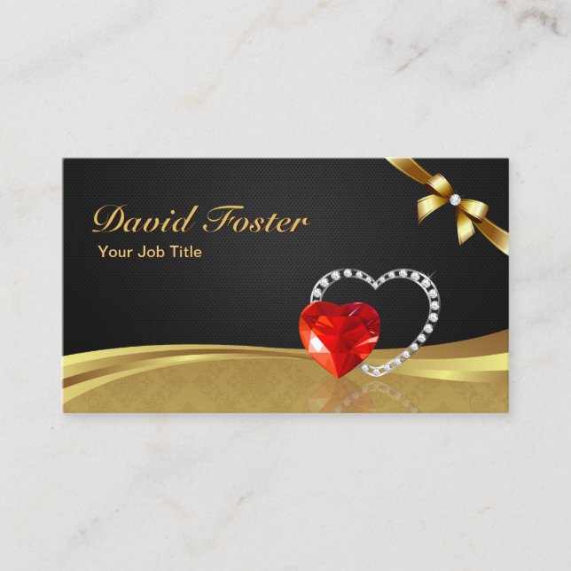 Ruby Diamond Gold Jeweller Jewellery Jewellery Business Card (Front)