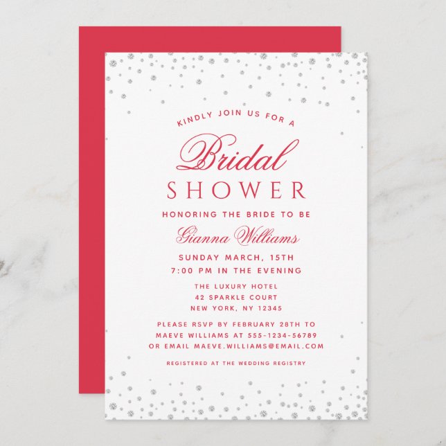 Ruby Diamonds Modern Luxury Bridal Shower Invitation (Front/Back)