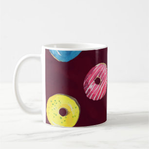 Ruby Doughnuts: Watercolor Seamless Pattern. Coffee Mug