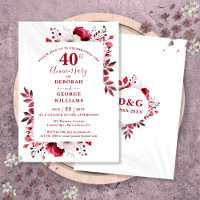 Ruby Elegant Floral 40th Wedding Anniversary