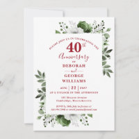 Ruby Elegant Greenery 40th Wedding Anniversary