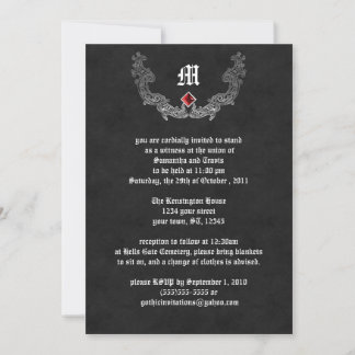 Ruby et argent Monogramme Invitation gothique
