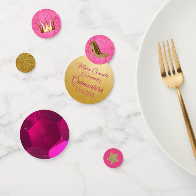 Ruby et Gold Custom Quinceanera Confetti (Groupe)