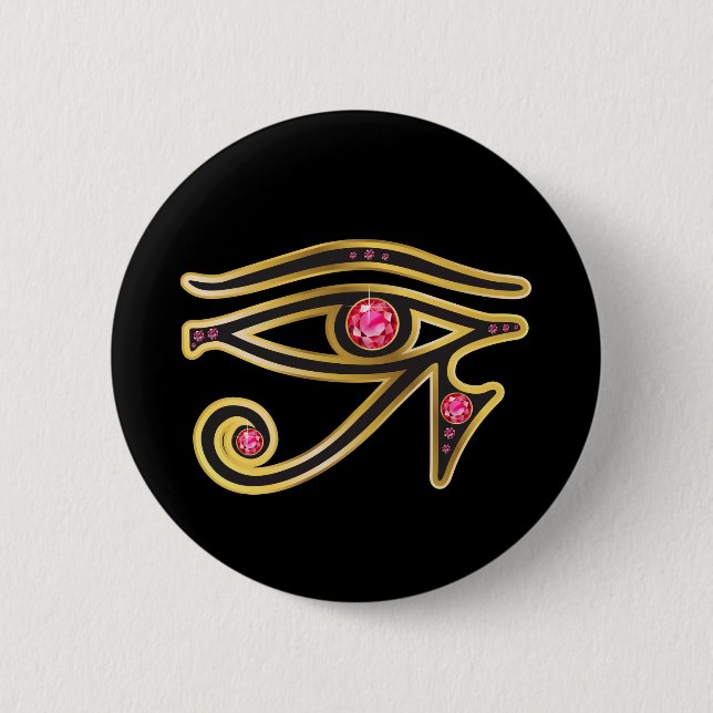 Ruby  Eye of Ra in Gold 2 Inch Round Button (Front)