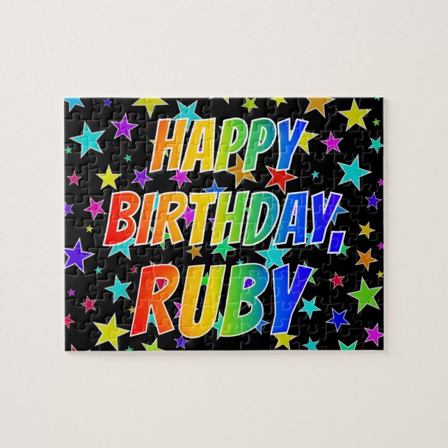 "RUBY" First Name, Fun "HAPPY BIRTHDAY" Jigsaw Puzzle (Horizontal)