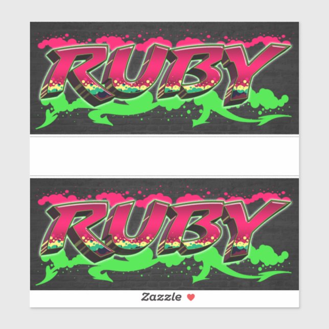 Ruby First Name Graffiti Sticker (Sheet)