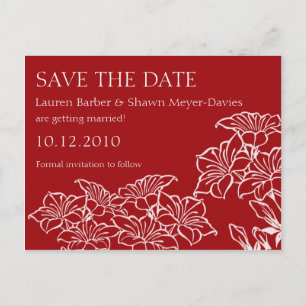Ruby Floral Outlines Save The Date Postcard