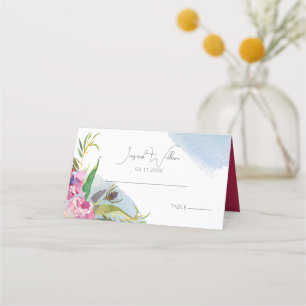 Ruby Floral Peonies Wedding Place Card