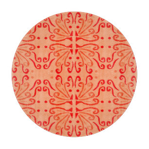 Ruby Floral: Tribal Geometric Pattern. Cutting Board