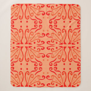 Ruby Floral: Tribal Geometric Pattern. Sherpa Blanket