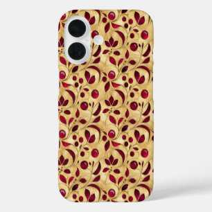 Ruby Flower Pattern iPhone 16 Case