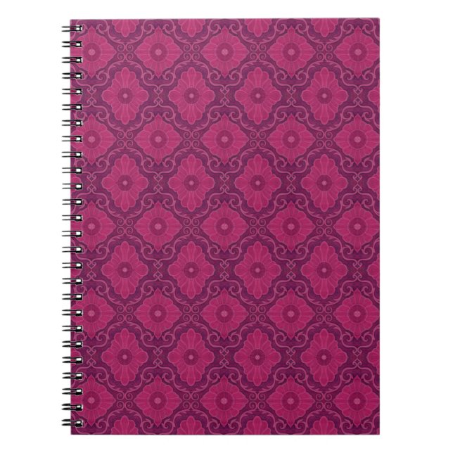 "Ruby flowers” floral arabesque pattern Notebook (Front)