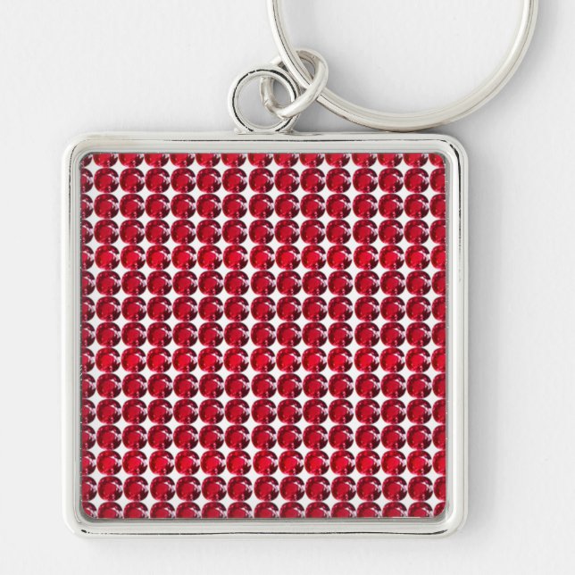 Ruby Gemstone Art, Red Keychain (Front)