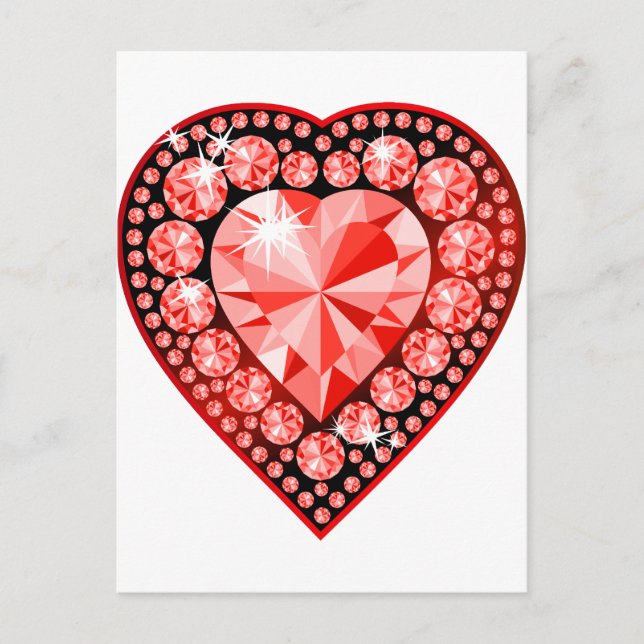 Ruby Gemstone Heart Postcard (Front)