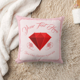 Ruby Gemstone. Jewellery. 40 Wedding Anniversary Throw Pillow