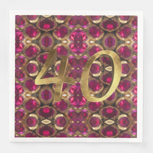 Ruby Gemstone Pattern 40th Wedding Anniversary Napkin
