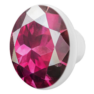 Ruby Gemstone Pattern Ceramic Knob