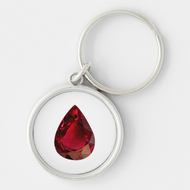 Ruby Gemstone Pear shape Keychain (Front)