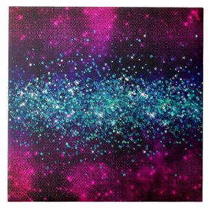 Ruby glamour with mermaid sparkles faux glitter tile