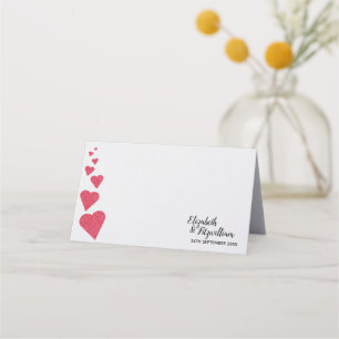 Ruby Glitter Heart Place Card/Escort Card