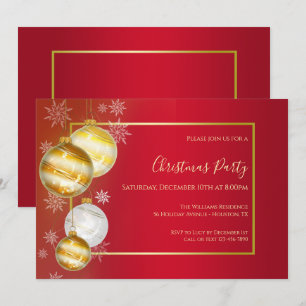 Ruby & Gold Festive Christmas Party Invitation