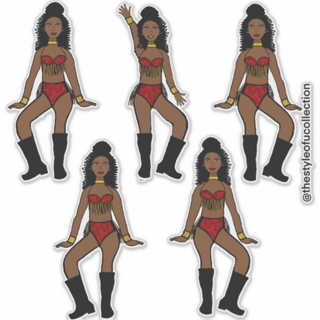 Ruby Gold Fringe Dancer #2A Sticker (Devant)