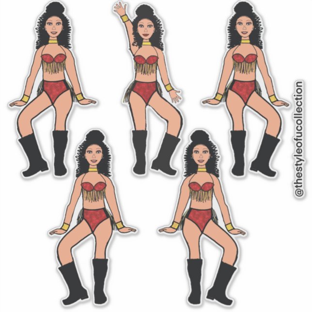 Ruby Gold Fringe Dancer #3A Sticker (Devant)