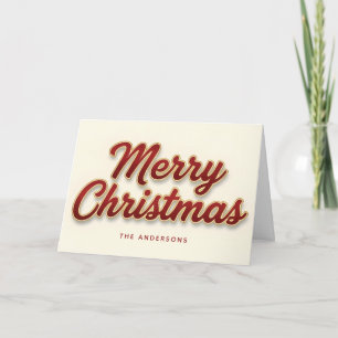 Ruby & Gold Retro Script Merry Christmas Holiday Card