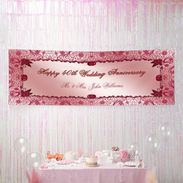Ruby Happy 40th Wedding Anniversary Banner (Party)