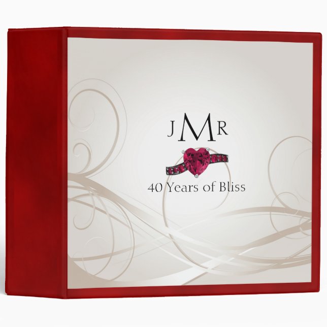Ruby Heart 40th Wedding Anniversary Binder (Front/Spine)